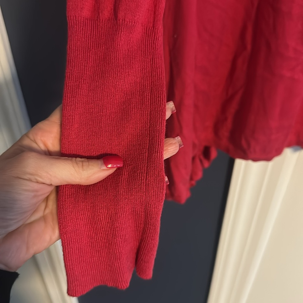 Escada Sport large Pink Ruffled Cardigan Sweater tied but open stretchy fabric - Picture 7 of 10